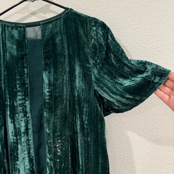 Anthropologie Maeve Green Gem Velvet Oversized Short Sleeve Blouse Top Size S - Picture 11 of 14